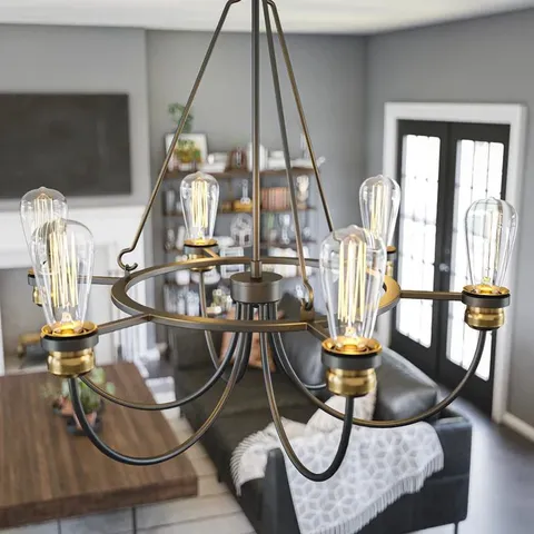 BOXED BEANE 6 LIGHT CANDLE STYLE CHANDALIER