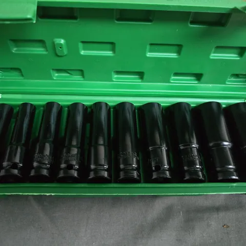 Socket set in green carrying case