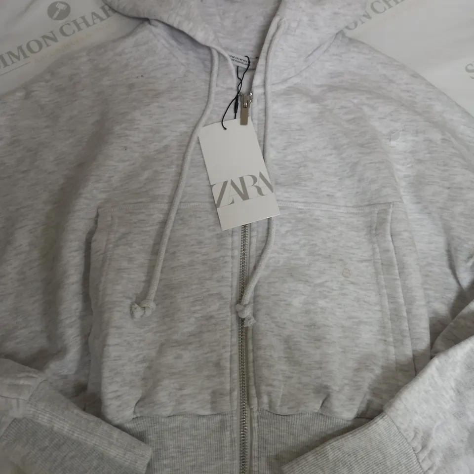 ZARA ZIP UP JACKET WITH HOOD IN GREY - EUR MEDIUM