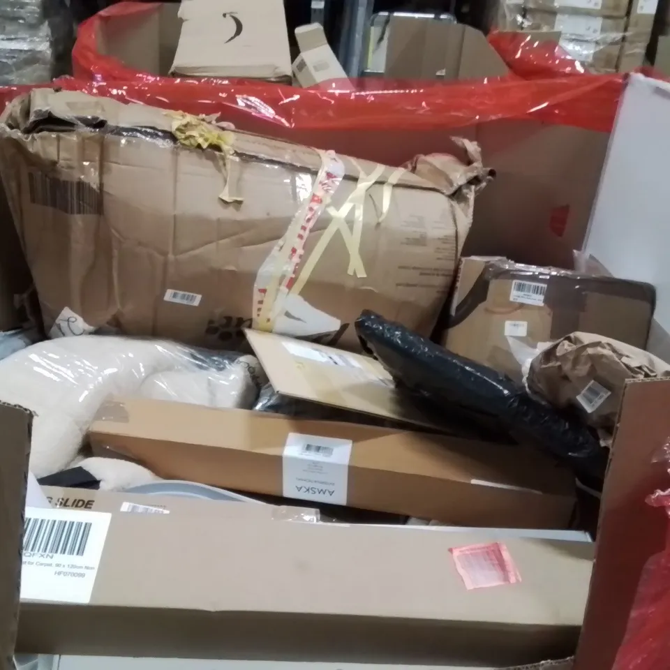 PALLET OF ASSORTED HOUSEHOLD GOODS AND PRODUCTS TO INCLUDE;ELECTRONIC DARTBOARD ,DOOR BRACELETS,WEED BARRIER 