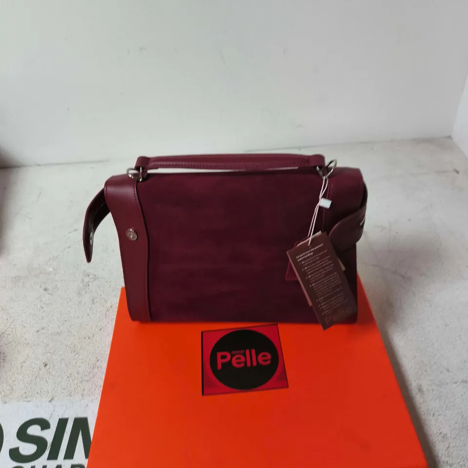 GRAND PELLE BURGUNDY LEATHER HANDBAG – ZIP CLOSURE