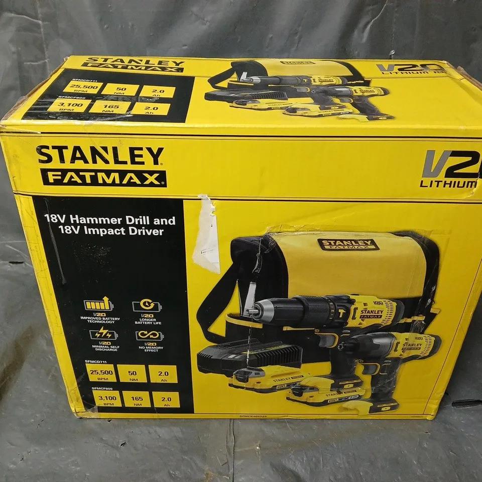 BOXED STANLEY FATMAX V20 18V COMBI DRILL AND IMPACT DRIVER 