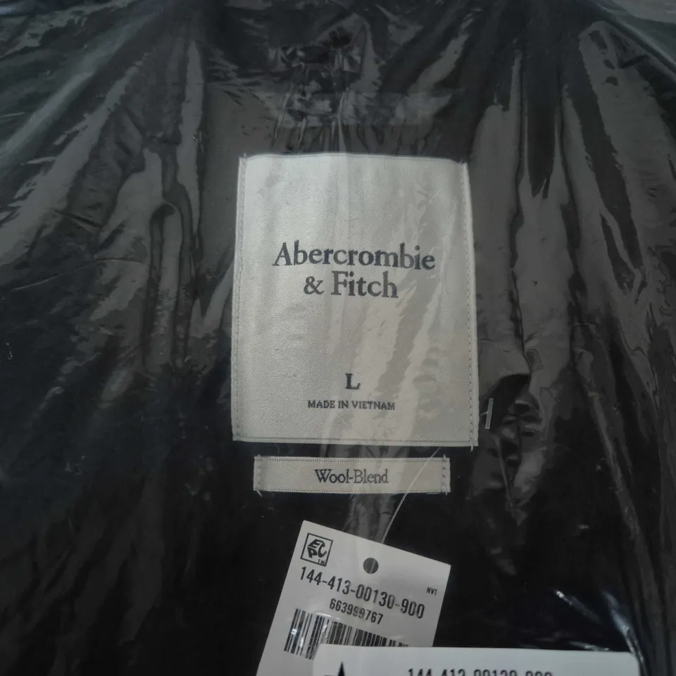 BAGGED ABERCROMBIE & FITCH WOOL BLEND JACKET IN BLACK - LARGE