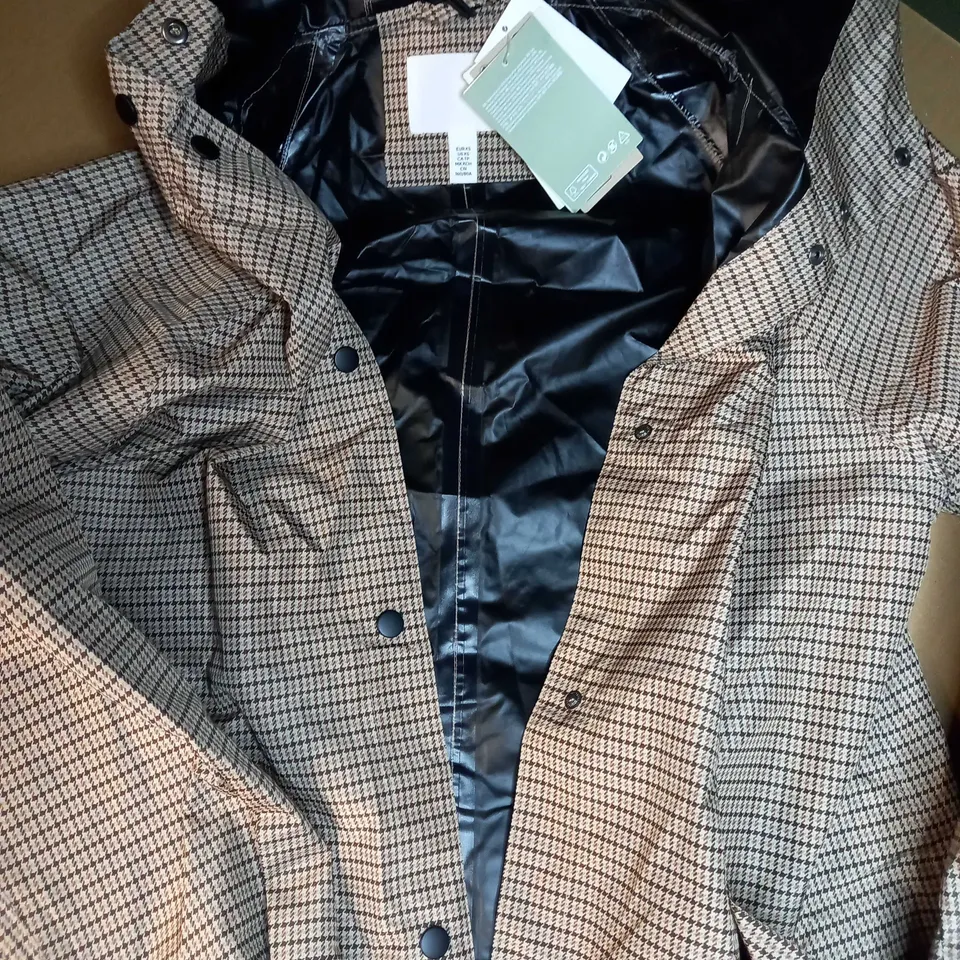 H&M BROWN CHECK RAIN MAC - XS