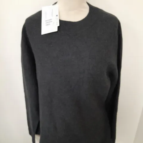COS DARK GREY WOOL CREW JUMPER - EUR M