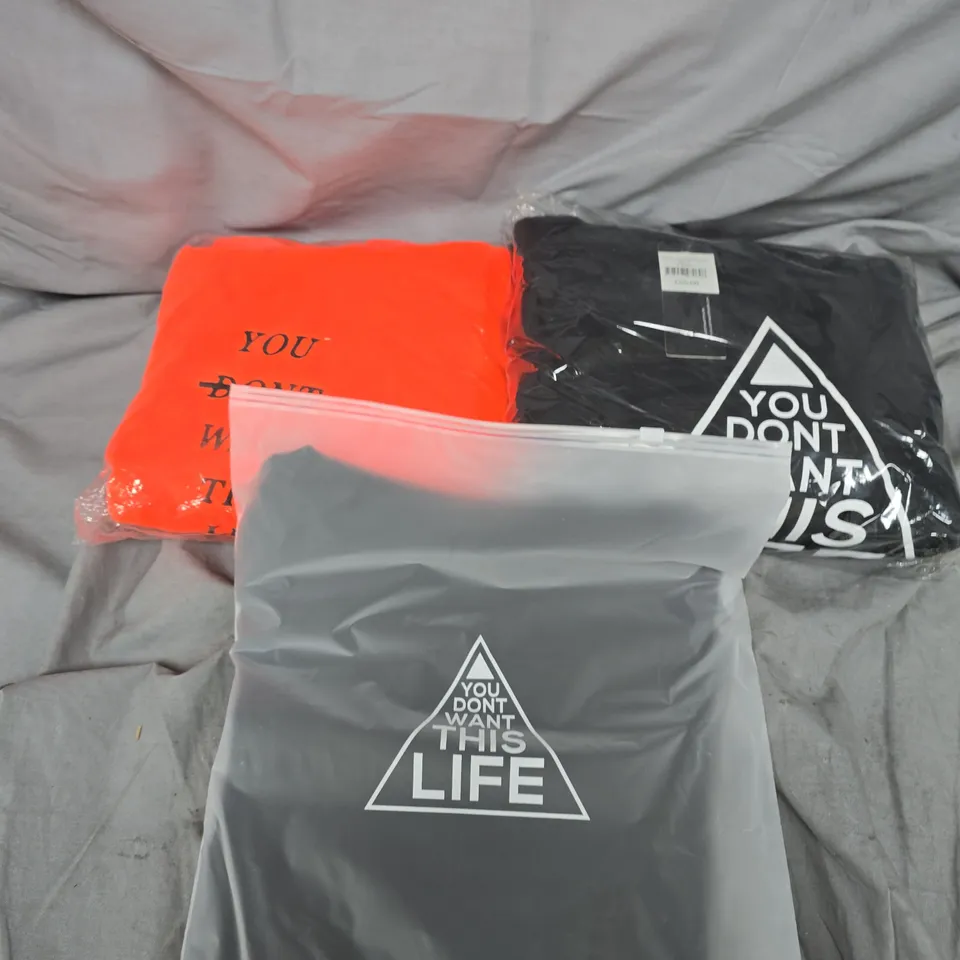 APPROXIMATELY 25 ASSORTED YOU DONT WANT THIS LIFE BRANDED CLOTHING PRODUCTS 