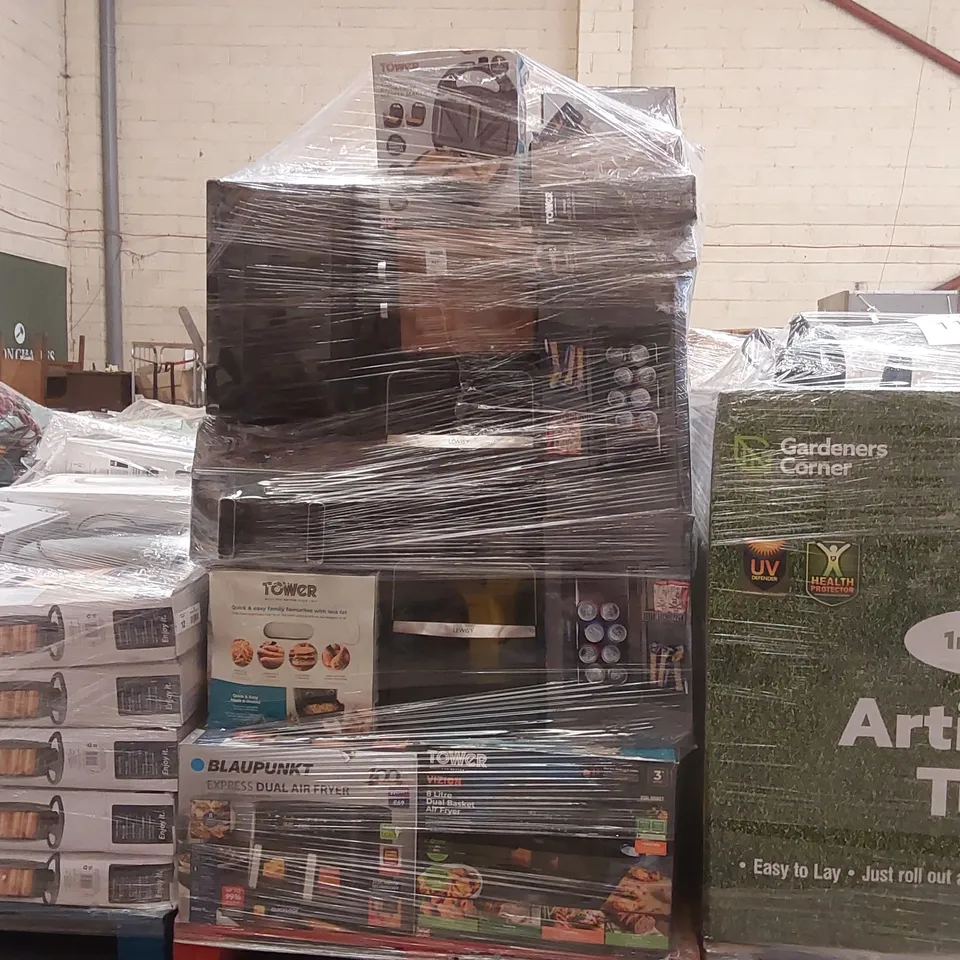 PALLET CONTAINING A LARGE ASSORTMENT OF UNCHECKED ELECTRICAL PRODUCTS INCLUDING: AIRFRYERS, ESPRESSO MACHINES, DEEP FRYERS, TOASTED SANDWICH MAKERS ECT