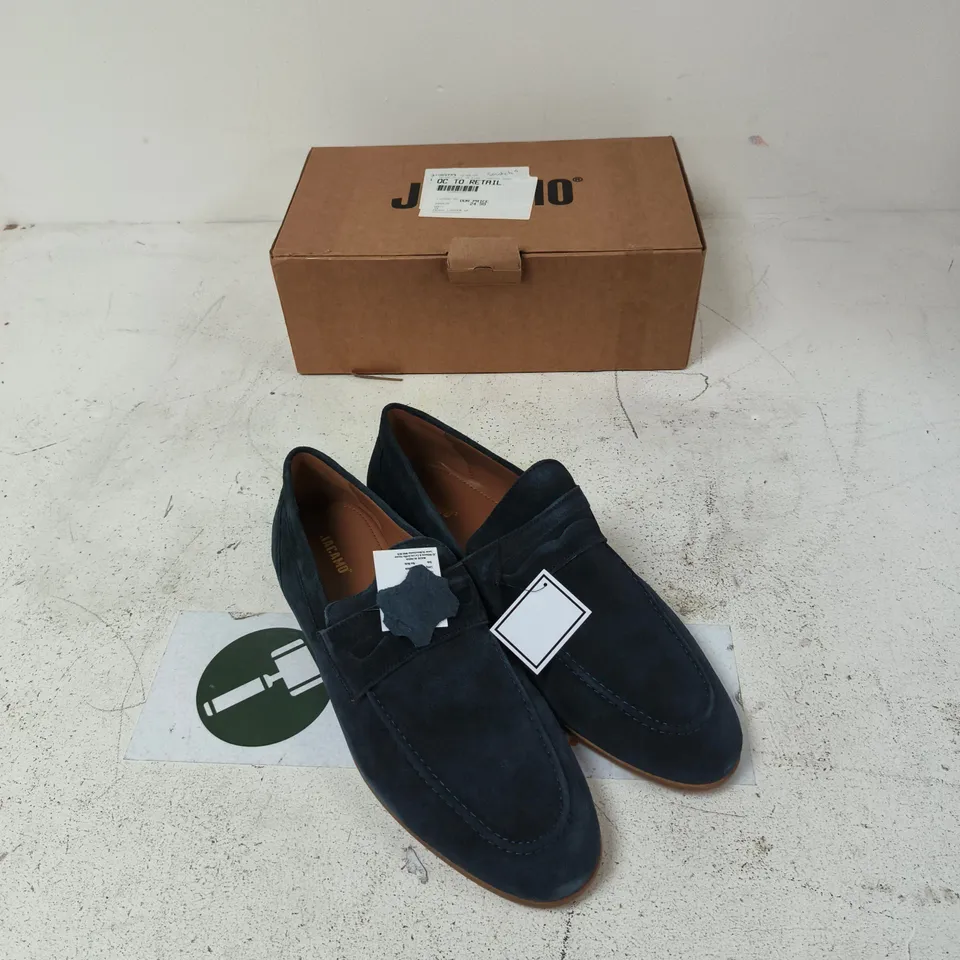 JACOMO MEN'S SUEDE LOAFERS - NAVY BLUE - UK 14