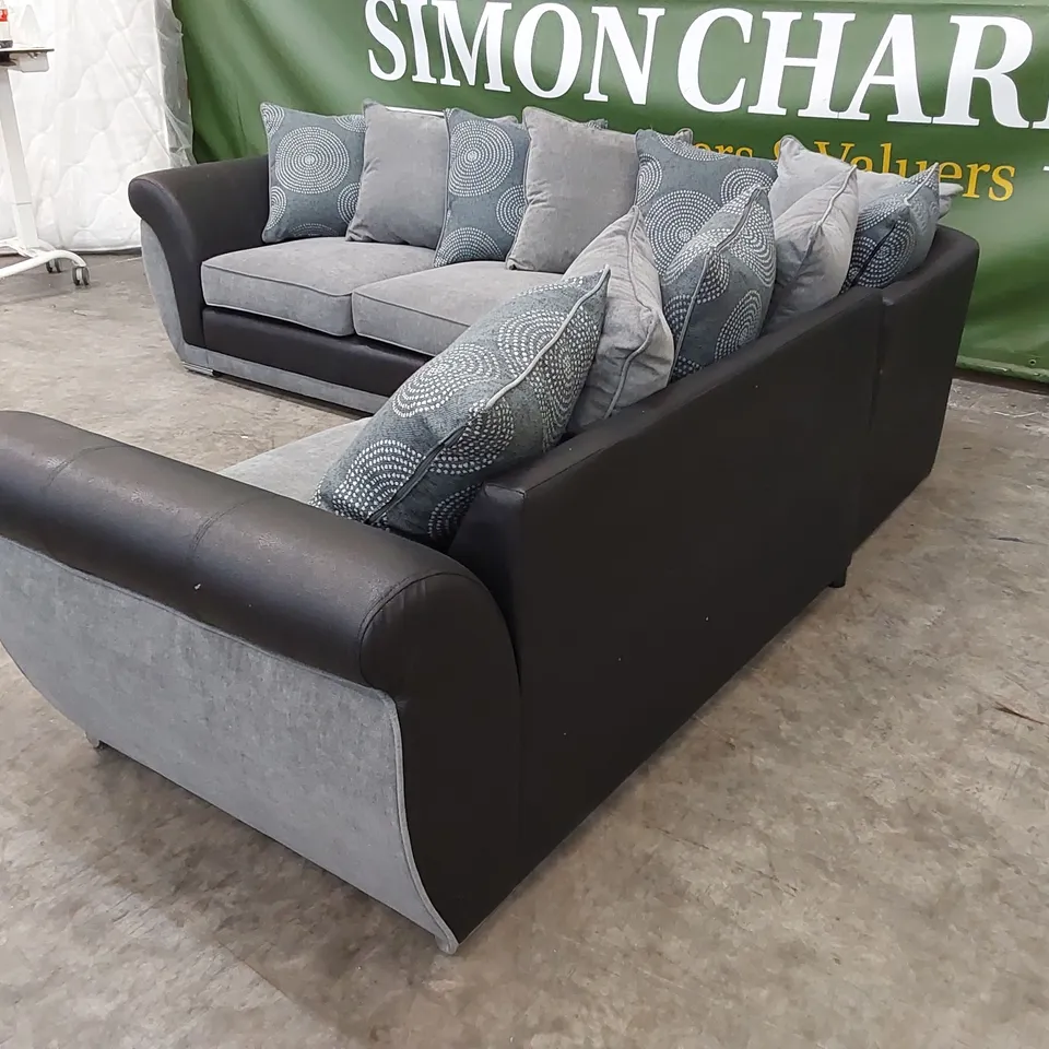 QUALITY DESIGNER DANUBE SCATTERBACK CORNER SOFA - BLACK/GREY