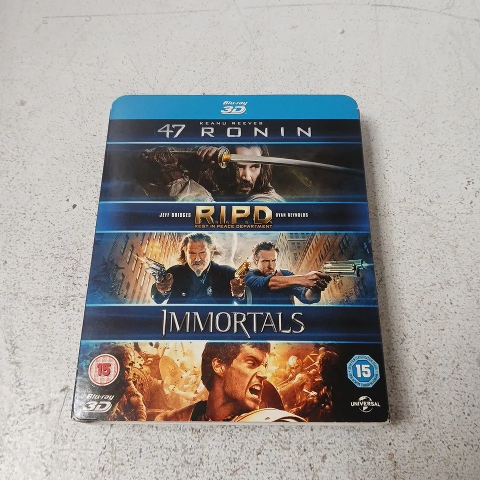 47 RONIN / R.I.P.D. / IMMORTALS 3-DISC 3D BLU-RAY MOVIE SET 