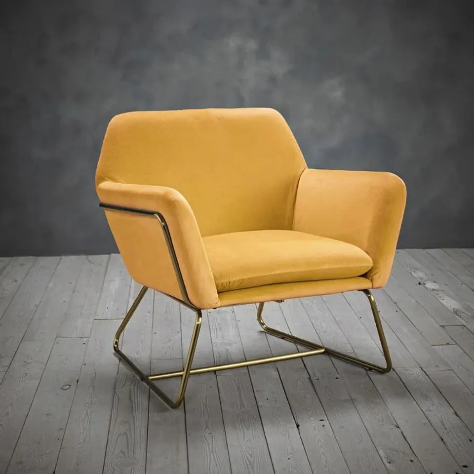 BOXED KOLBY ARMCHAIR UPHOLSTERED- MUSTARD
