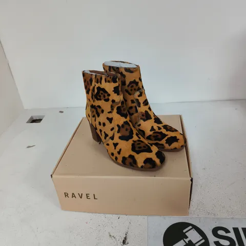 RAVEL LEOPARD PRINT LEATHER ANKLE BOOTS – UK 5 (EU 38)