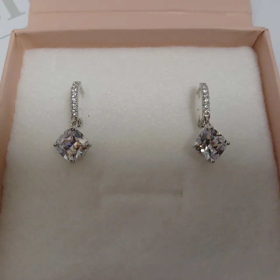 DIAMONIQUE SILVER DANGLE EARRINGS WITH SPARKLE STONES