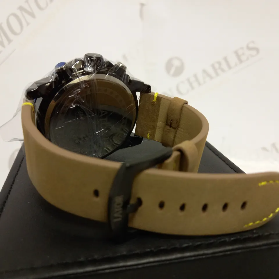 LATOR CALIBRE BLUE & YELLOW DIAL LEATHER STRAP WATCH RRP £635