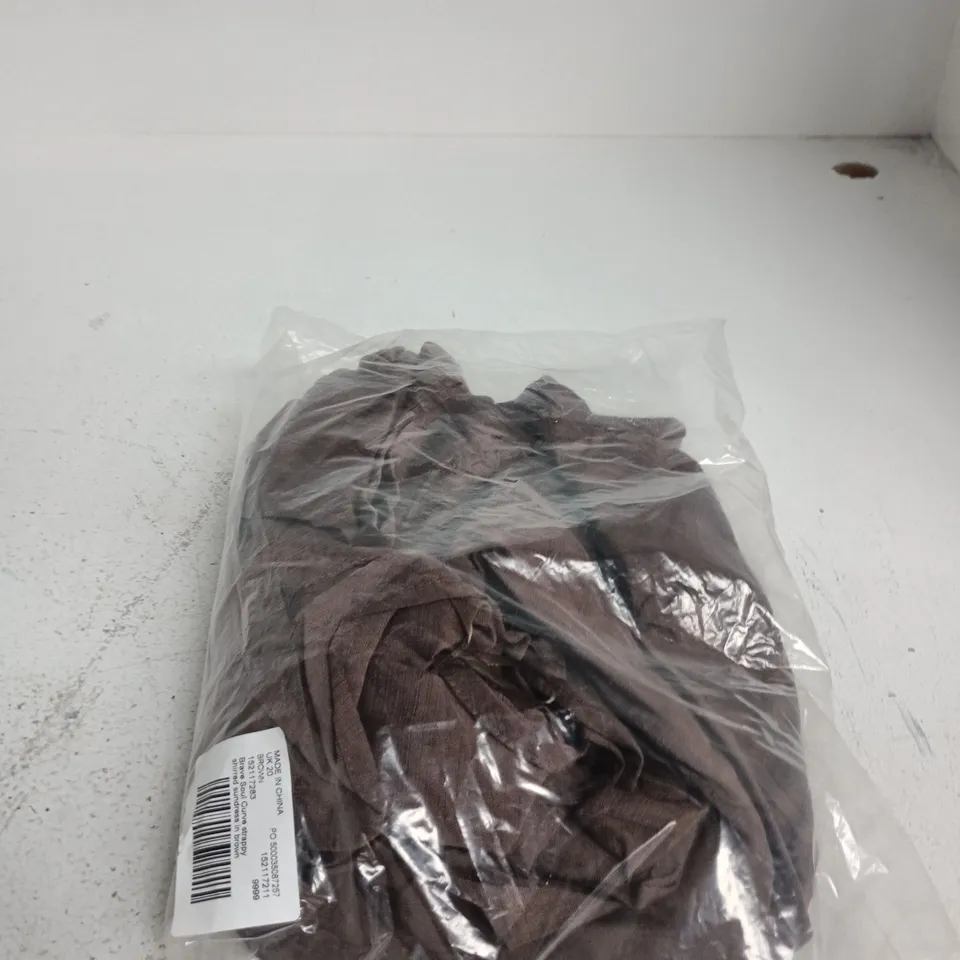 BRAVE SOUL CURVE STRAPPY SHIRRED SUNDRESS – UK 20, BROWN