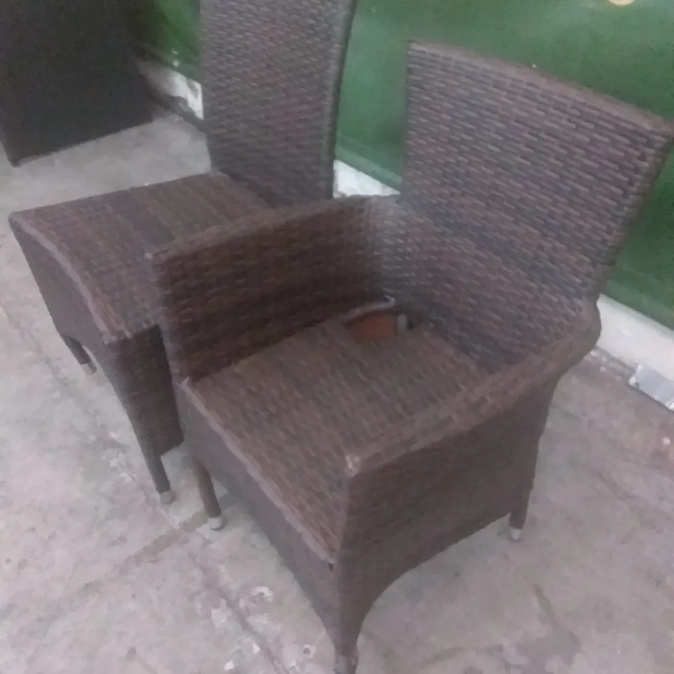 X2 RATTAN EFFECT GARDEN CHAIRS BROWN