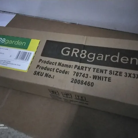 BOXED GR8GARDEN PARTY TENT 3 × 3 × 2.45M WHITE