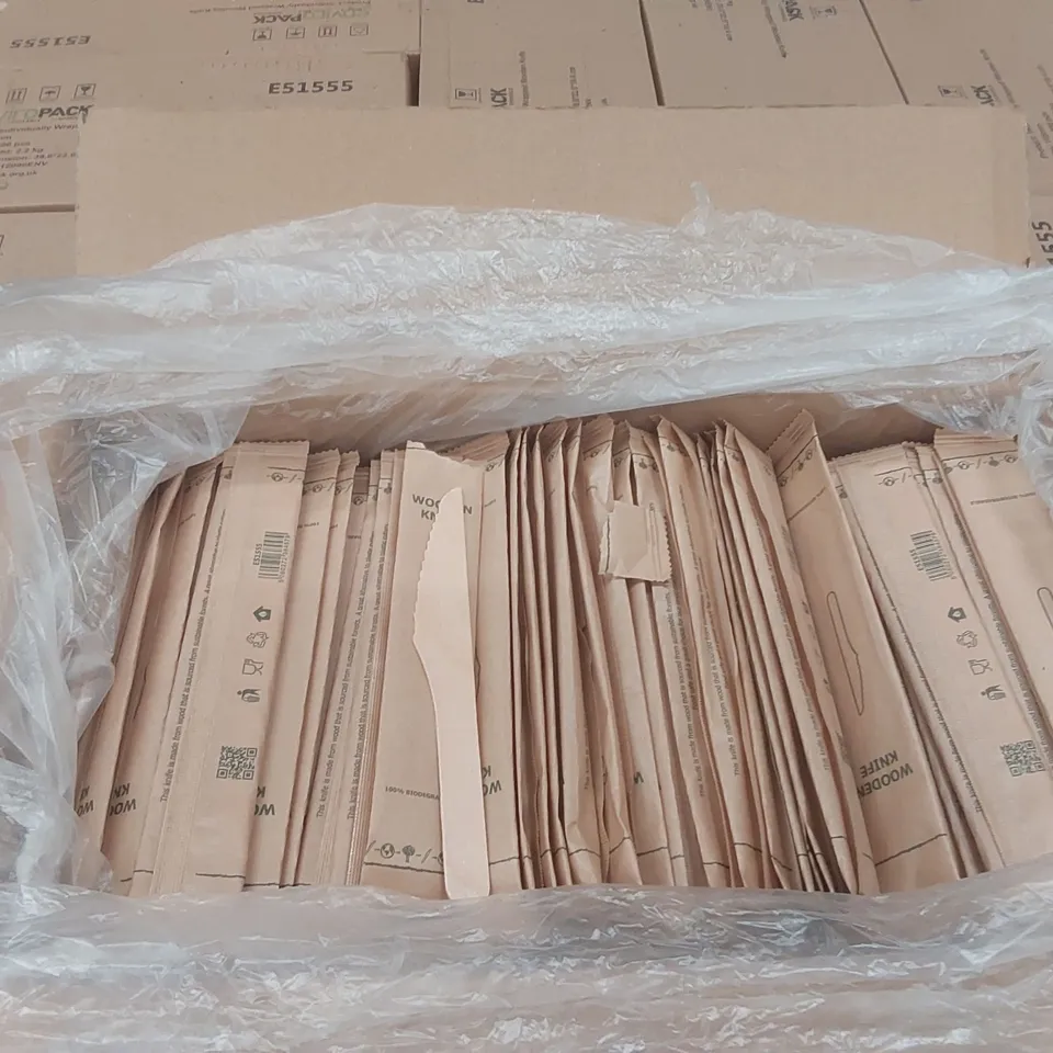 PALLET CONTAINING APPROXIMATELY 25,000 ENVIRONMENTALLY FRIENDLY DISPOSABLE WOODEN KNIVES