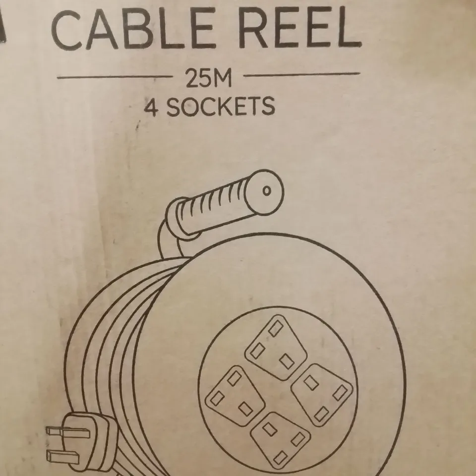 BOXED 25M CABLE REEL WITH 4 SOCKETS 