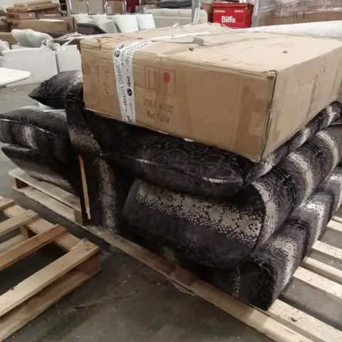 PALLET OF ASSORTED HIGH-END SOFA PARTS AND FURNITURE PIECES