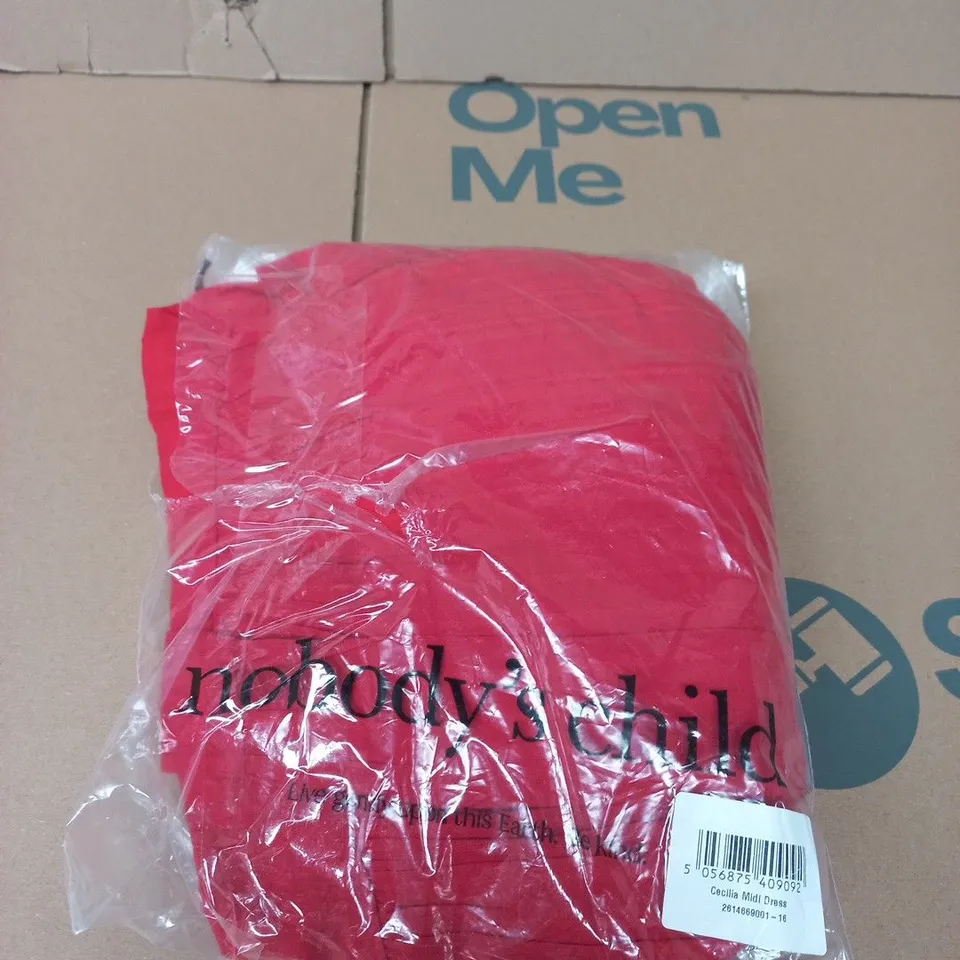 BAGGED NOBODYS CHILD CECILIA MIDI DRESS – RED - SIZE 16
