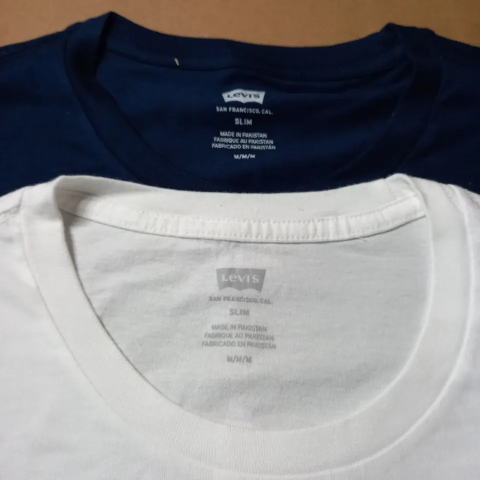 PACK OF 2 LEVIS T-SHIRTS - BLUE/WHITE SLIM SIZE M