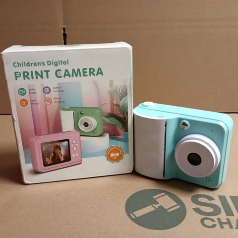 CHILDREN'S DIGITAL PRINT CAMERA TOY – TURQUOISE (WITH BOX)