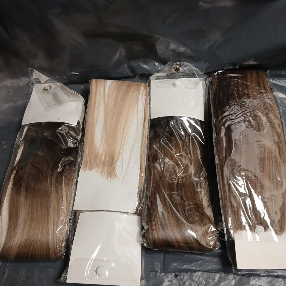 APPROXIMATELY 10 ASSORTED HAIR EXTENSIONS IN VARIOUS COLOURS
