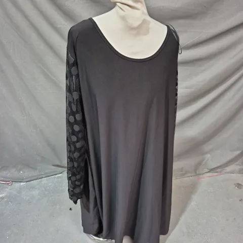 ROMAN WOMEN'S BLACK DRESS WITH MESH SLEEVES