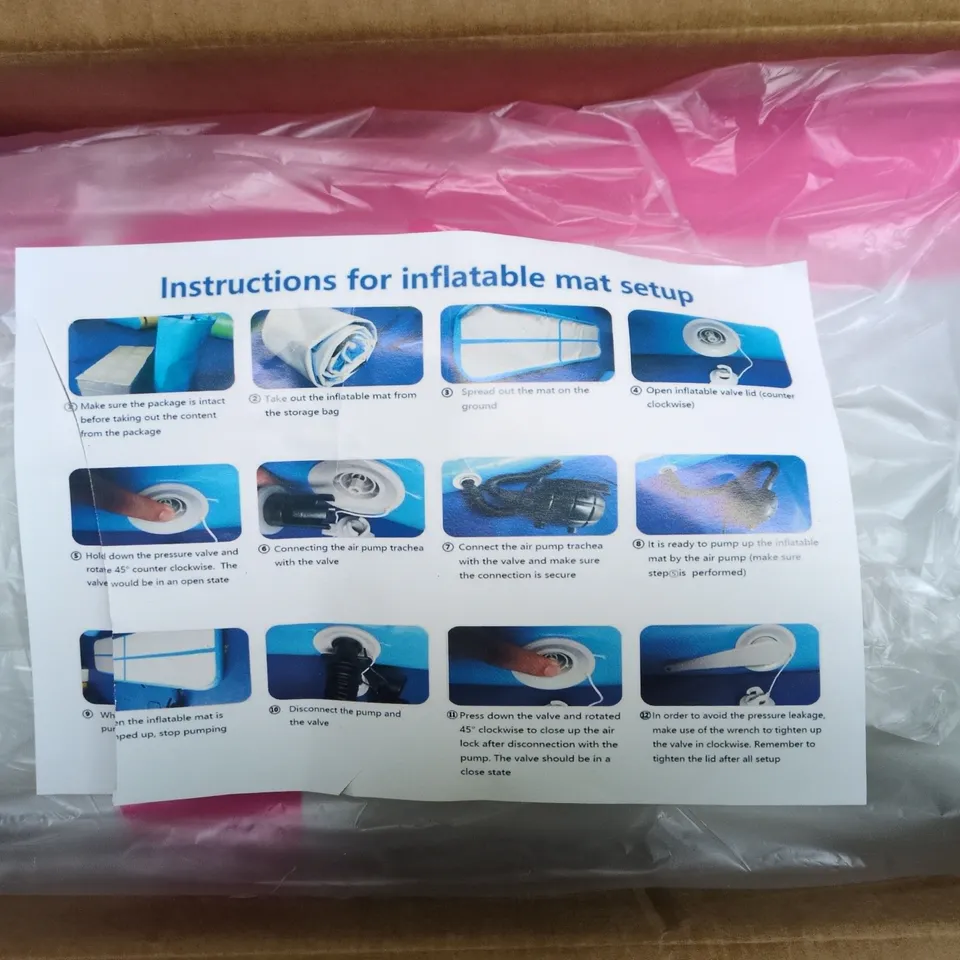INFLATABLE MAT/AIR MATTRESS – BOXED, PINK TRIM (VERIFY)