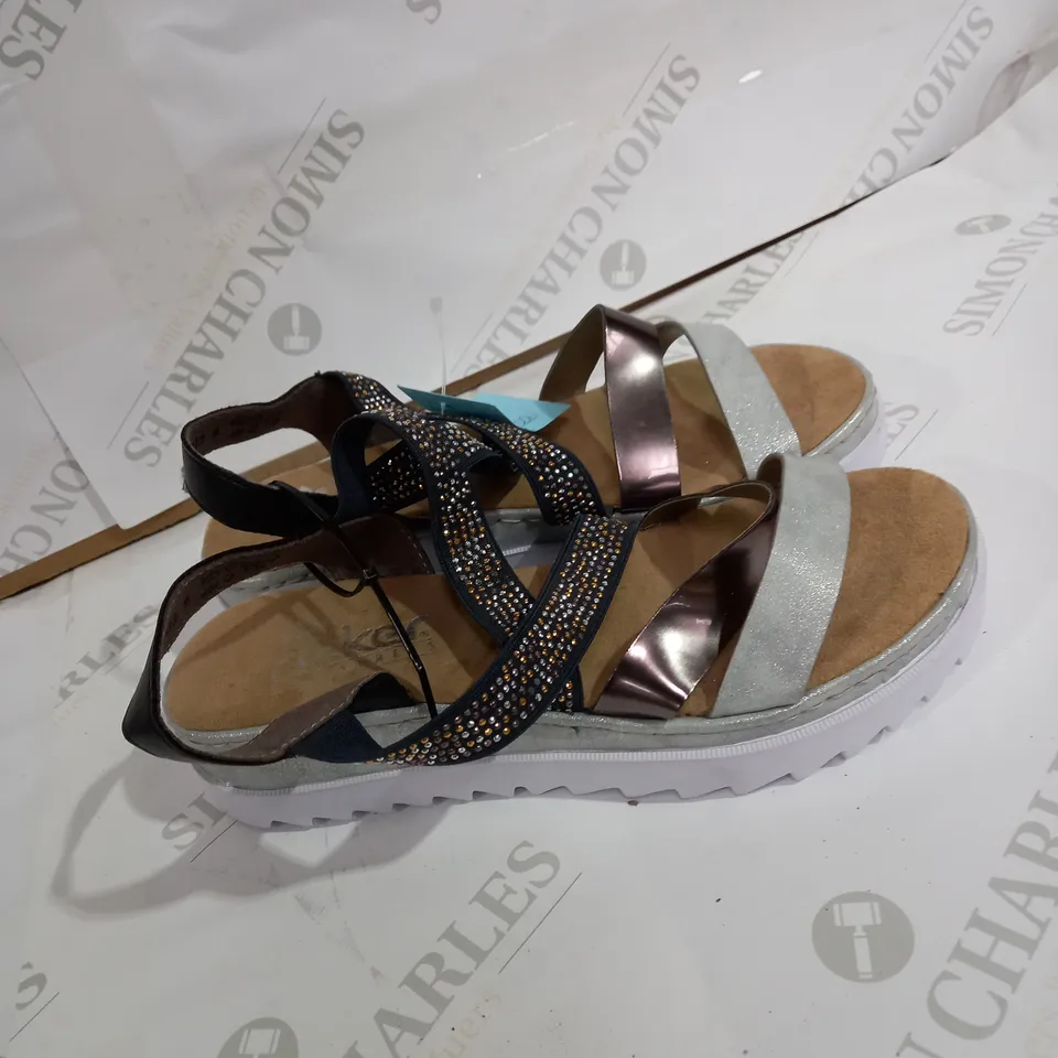 PAIR OF RIEKER SILVER SPARKLE WEDGES - SIZE 7