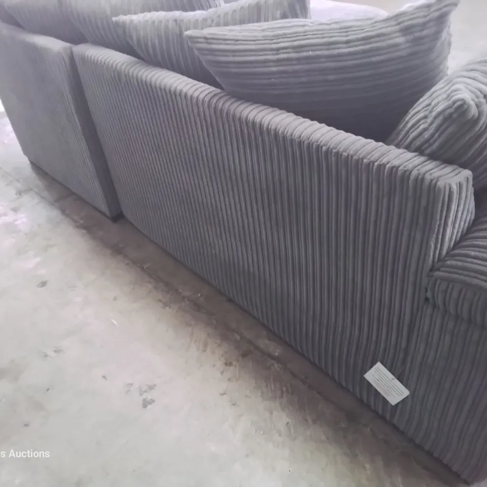 DESIGNER AMALFI RH CHAISE SOFA WITH SCATTER CUSHIONS GREY JUMBO CHORD