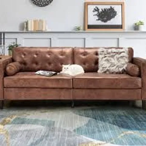 BOXED NOWAYTON SOFA - SADDLE BROWN (2 BOXES)