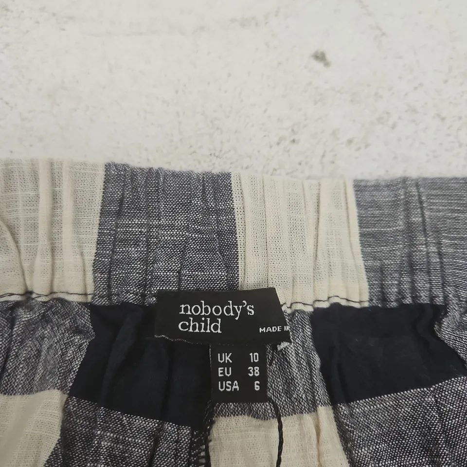 NOBODY'S CHILD BLUE CHECK JERROW TROUSER – UK 10 (EU 38, USA 6)