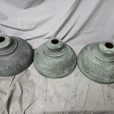 THREE SPECKLED CERAMIC PENDANT LIGHT SHADES