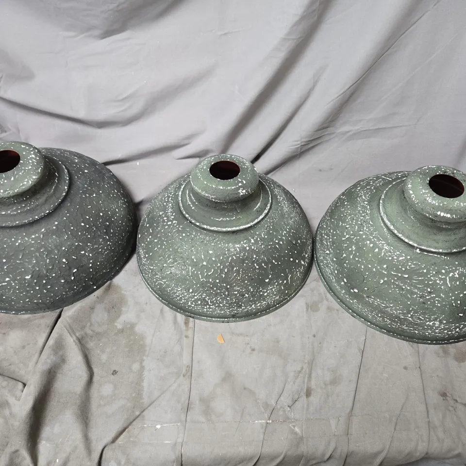 THREE SPECKLED CERAMIC PENDANT LIGHT SHADES
