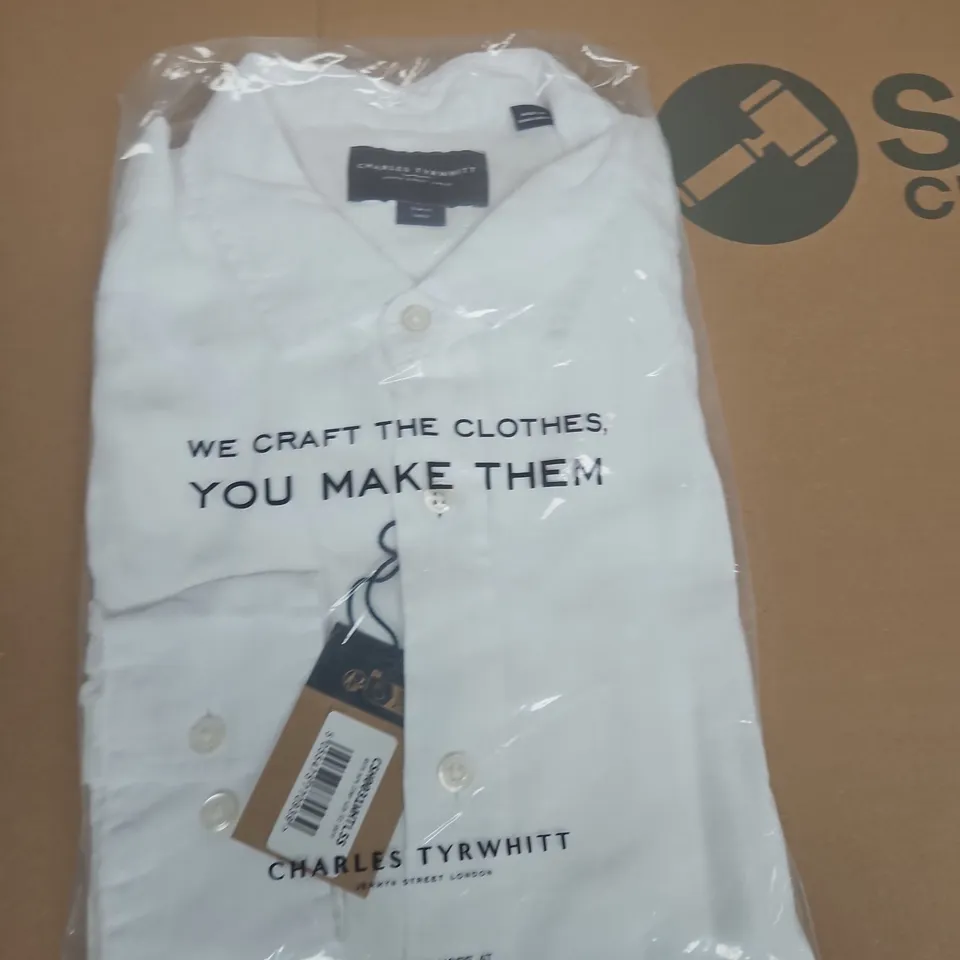 CHARLES TYRWHITT WHITE COTTON DRESS SHIRT –SIZE L