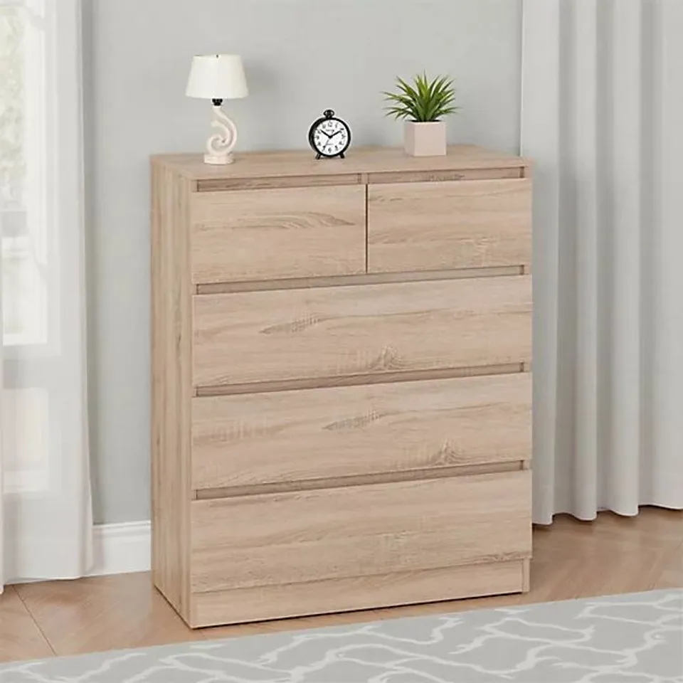 BOXED MALVERN 3+2 DRAWER CHEST - SONOMA OAK (2 BOXES)