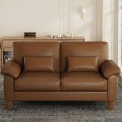 BOXED 180CM FAUX LEATHER 2-SEATER SOFA WITH SOLID WOOD FRAME