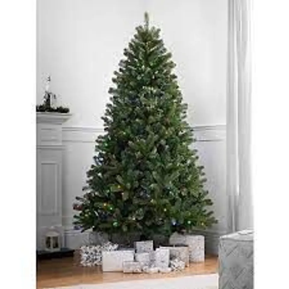BOXED 7FT BROOKFIELD PRE-LIT PINE CHRISTMAS TREE WITH PINECONE AND BERRIES - COLLECTION ONLY RRP £229.99