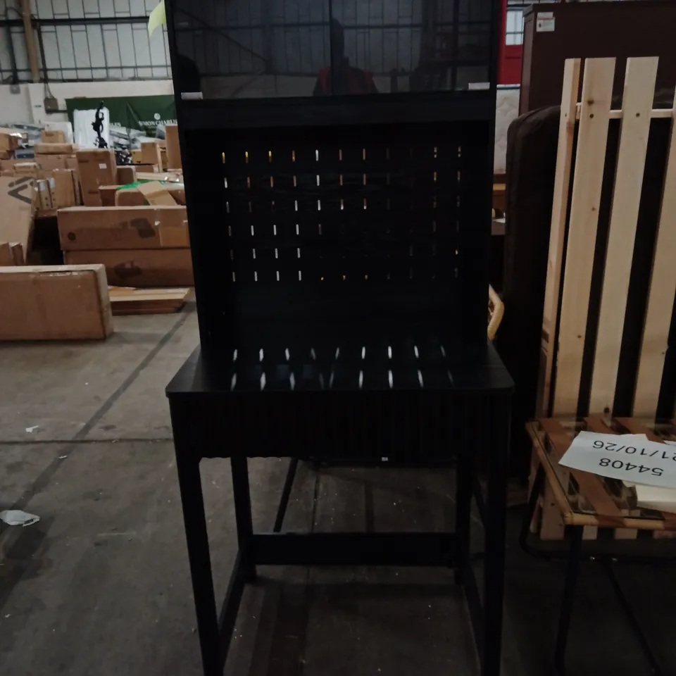 BLACK COMPUTER DESK WITH POWER OUTLET AND TRI-LIGHT – SKU ASRK168