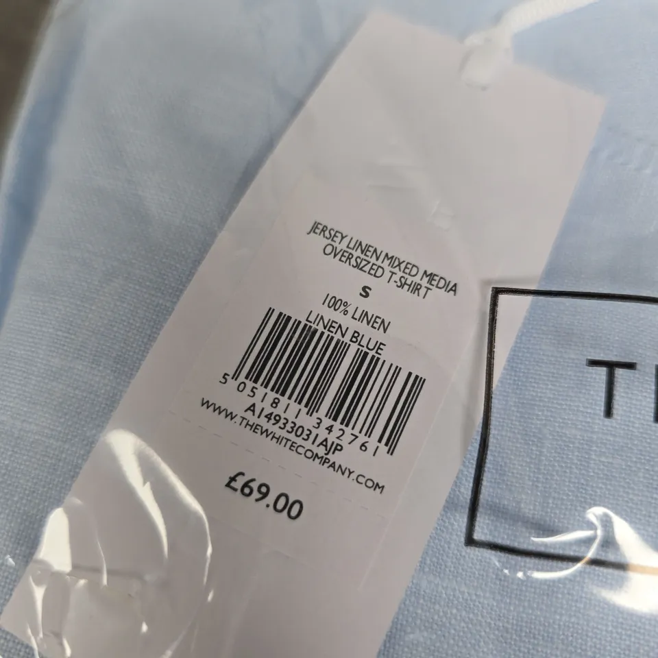 BAGGED THE WHITE COMPANY JERSEY LINEN MEDIA OVERSIZED T-SHIRT - S