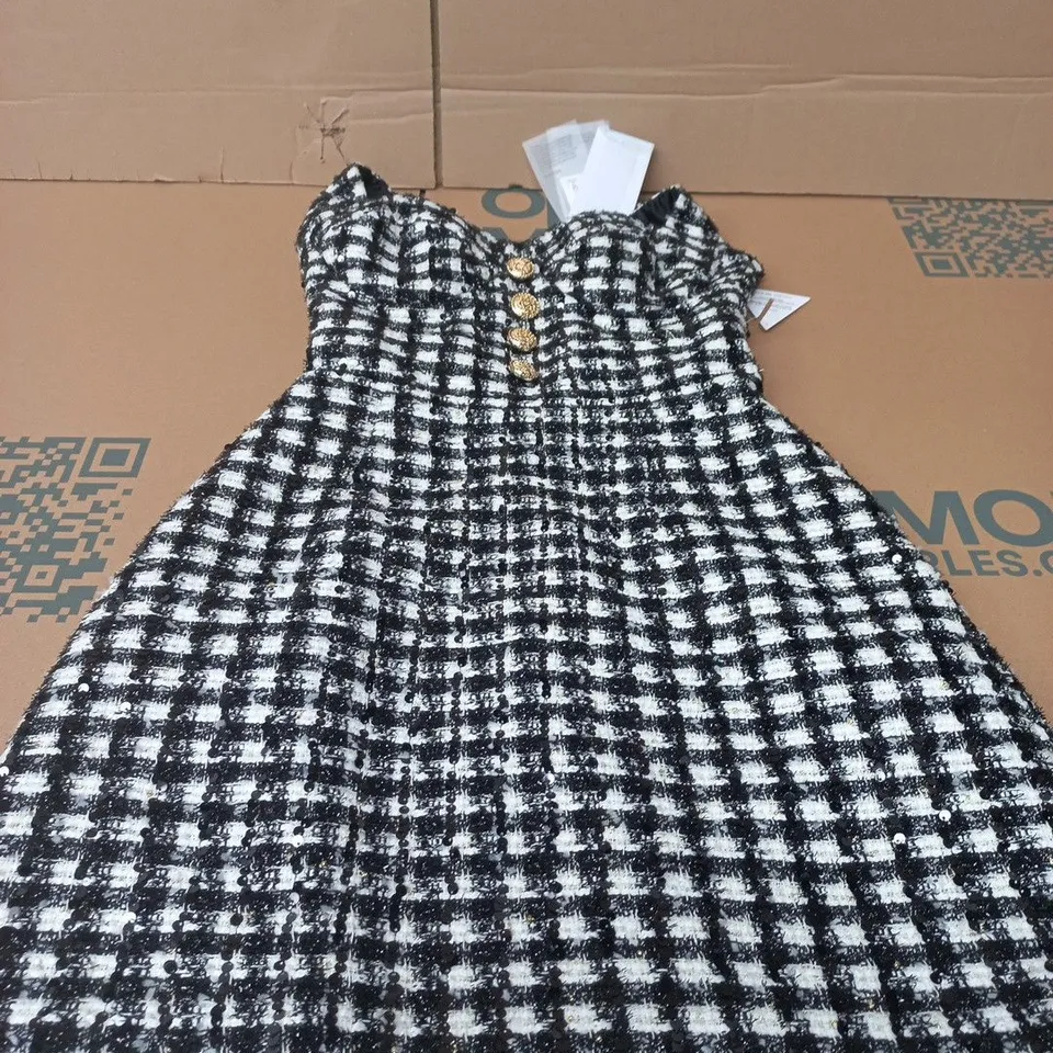 NADINE MERABI ESME MONOCHROME DRESS - SIZE XS