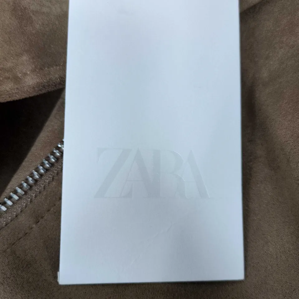 ZARA TAN SUEDE-LOOK BIKER JACKET – XXL