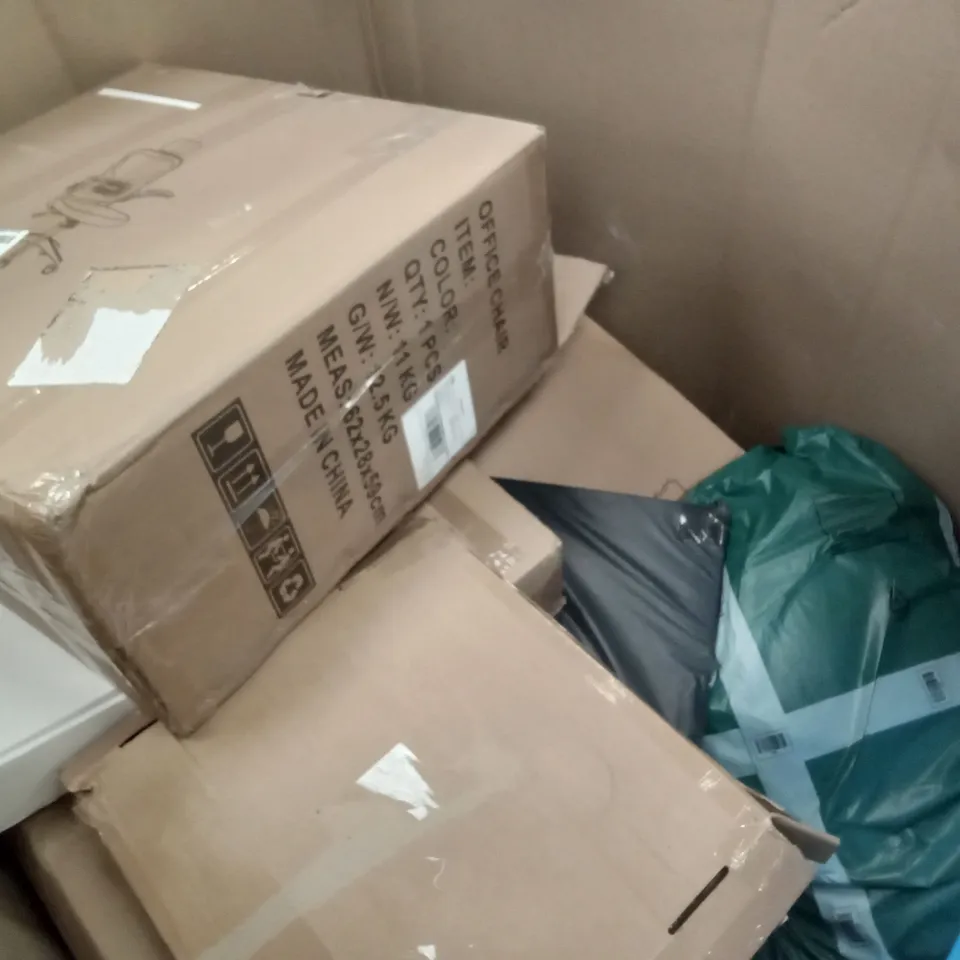 PALLET OF ASSORTED ITEMS INCLUDING STREAM PRESSURE WASHER, OFFICE CHAIR, LYITA HOME POP UP GAZEBO, FITUEYES TV STAND WITH MOUNT 