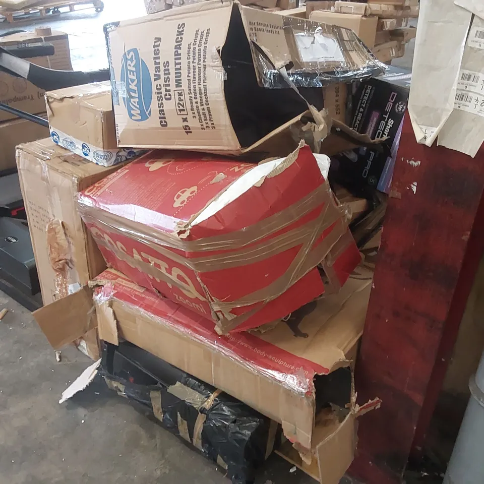 PALLET CONTAINING A LARGE ASSORTMENT OF CONSUMER PRODUCT PARTS INCLUDING TREADMILL AND HOMD APPLIANCE PARTS ECT