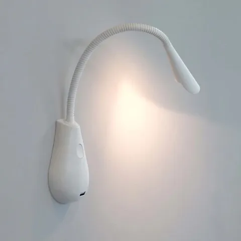 BRAND NEW BOXED COBRA NUDE 45cm BEDSIDE LIGHT WITH USB PORT - WHITE // SKU: WC07813501 (1 BOX)