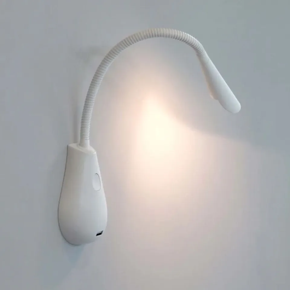 BRAND NEW BOXED COBRA NUDE 45cm BEDSIDE LIGHT WITH USB PORT - WHITE // SKU: WC07813501 (1 BOX) RRP £180