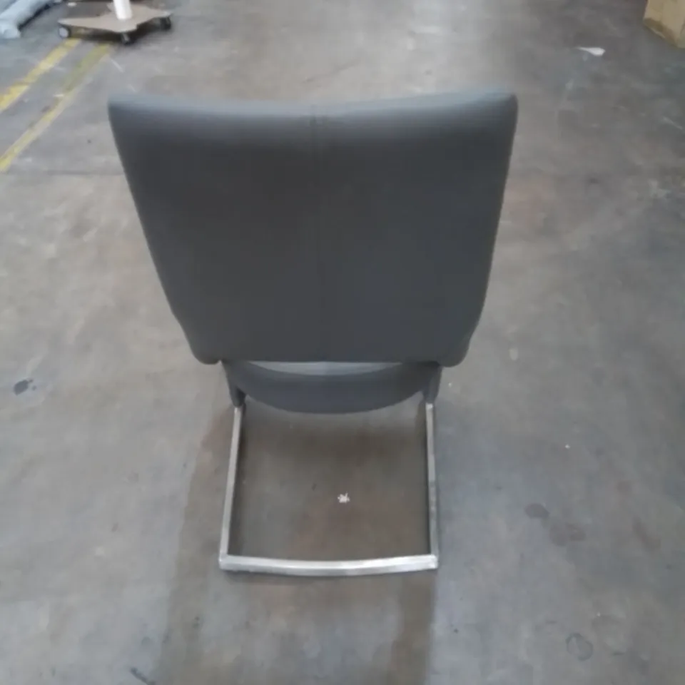QUALITY CONTEMPORARY STYLISED DINING CHAIR IN PU GREY