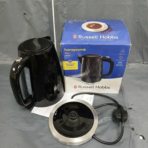 BOXED RUSSELL HOBBS HONEYCOMB KETTLE IN BLACK